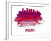 Phoenix Skyline Brush Stroke - Red-NaxArt-Framed Art Print