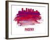 Phoenix Skyline Brush Stroke - Red-NaxArt-Framed Art Print