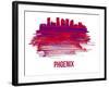 Phoenix Skyline Brush Stroke - Red-NaxArt-Framed Art Print