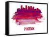 Phoenix Skyline Brush Stroke - Red-NaxArt-Framed Stretched Canvas
