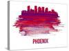 Phoenix Skyline Brush Stroke - Red-NaxArt-Stretched Canvas