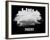 Phoenix Skyline Brush Stroke - White-NaxArt-Framed Art Print