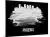 Phoenix Skyline Brush Stroke - White-NaxArt-Mounted Art Print