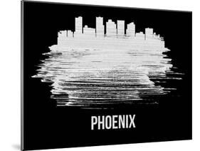 Phoenix Skyline Brush Stroke - White-NaxArt-Mounted Art Print