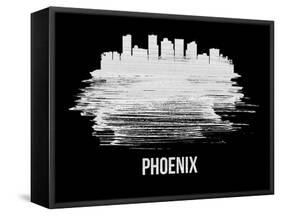 Phoenix Skyline Brush Stroke - White-NaxArt-Framed Stretched Canvas