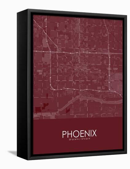 Phoenix, United States of America Red Map-null-Framed Stretched Canvas
