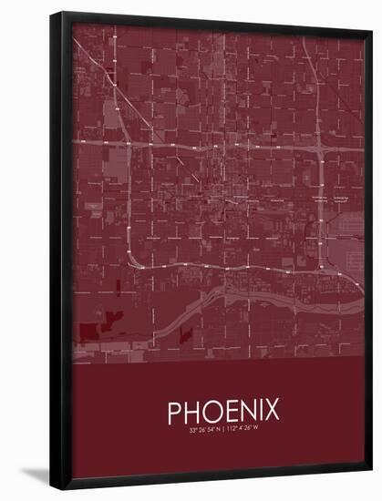 Phoenix, United States of America Red Map-null-Framed Poster