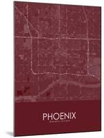 Phoenix, United States of America Red Map-null-Mounted Poster