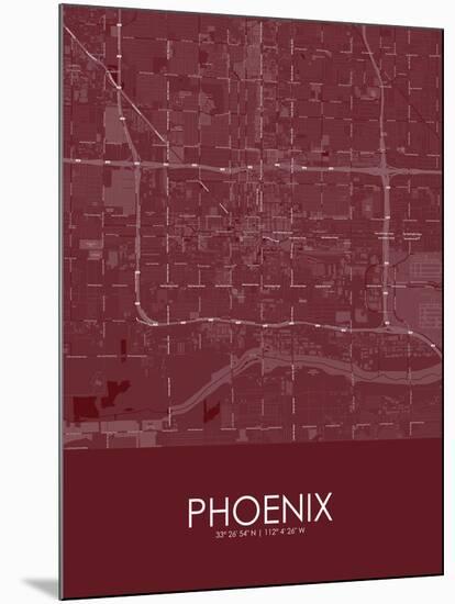 Phoenix, United States of America Red Map-null-Mounted Poster