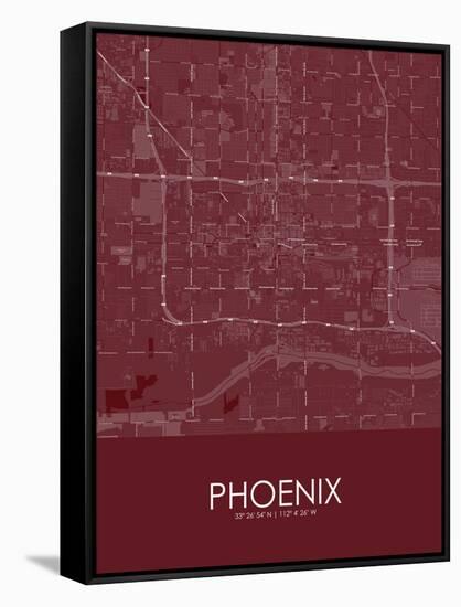 Phoenix, United States of America Red Map-null-Framed Stretched Canvas