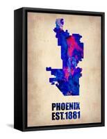 Phoenix Watercolor Map-NaxArt-Framed Stretched Canvas