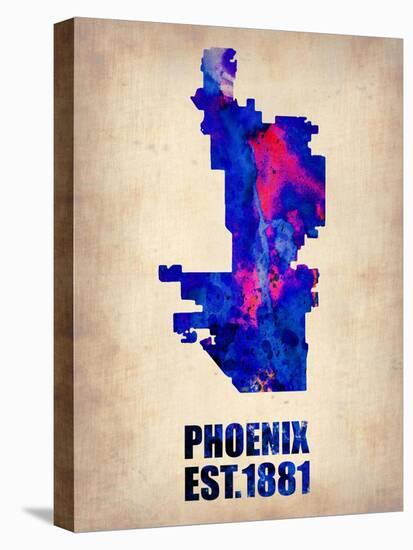 Phoenix Watercolor Map-NaxArt-Stretched Canvas
