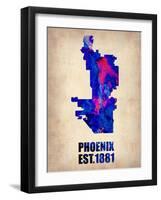 Phoenix Watercolor Map-NaxArt-Framed Art Print