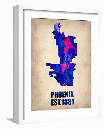 Phoenix Watercolor Map-NaxArt-Framed Art Print