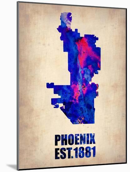Phoenix Watercolor Map-NaxArt-Mounted Art Print