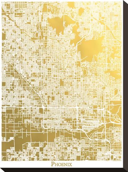 Phoenix-The Gold Foil Map Company-Stretched Canvas