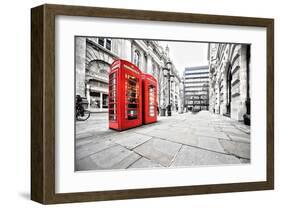 Phone Booths on London Street-null-Framed Art Print