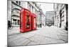 Phone Booths on London Street-null-Mounted Art Print