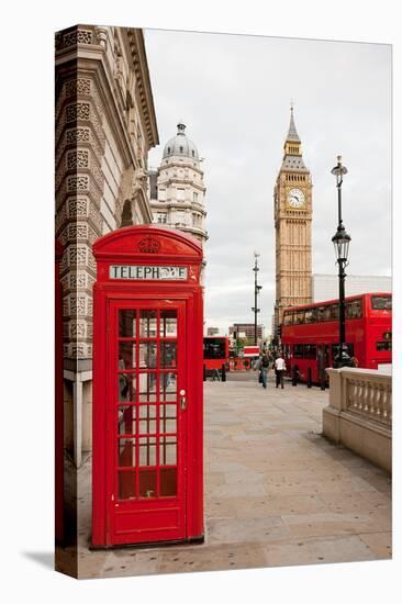 Phone Box London Bus & Big Ben-null-Stretched Canvas