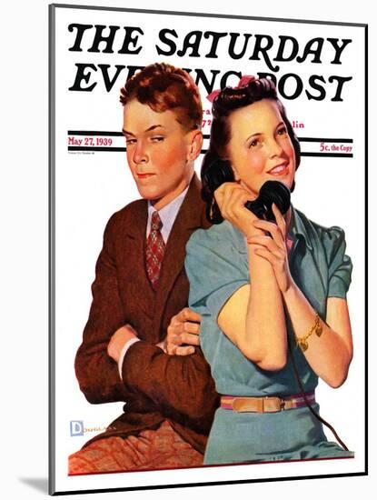 "Phone Call from Another Suitor," Saturday Evening Post Cover, May 27, 1939-Douglas Crockwell-Mounted Giclee Print