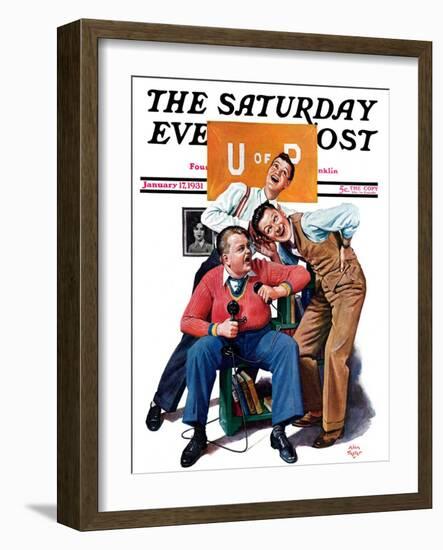 "Phonecall to a Sweetheart," Saturday Evening Post Cover, January 17, 1931-Alan Foster-Framed Giclee Print