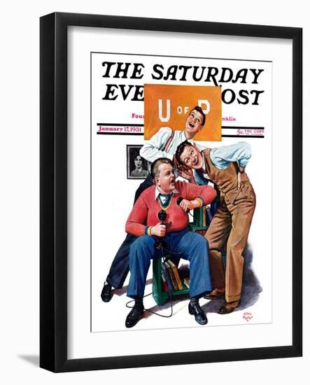 "Phonecall to a Sweetheart," Saturday Evening Post Cover, January 17, 1931-Alan Foster-Framed Giclee Print