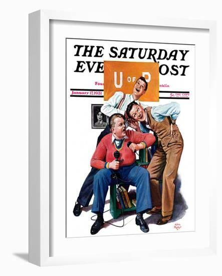 "Phonecall to a Sweetheart," Saturday Evening Post Cover, January 17, 1931-Alan Foster-Framed Giclee Print