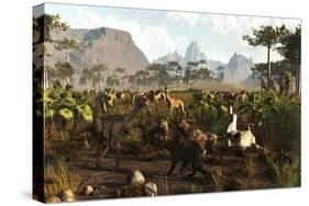 Phorusrhacos, Smilodons and Macrauchenia in Ancient Argentina 2 Million Years Ago-null-Stretched Canvas