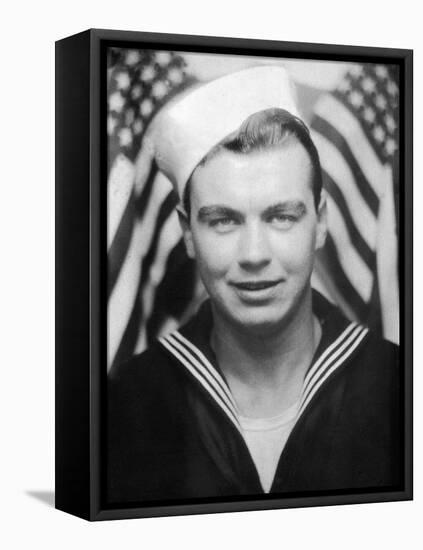 Photo Booth Portrait of Wwii Sailor, Ca. 1943-null-Framed Stretched Canvas