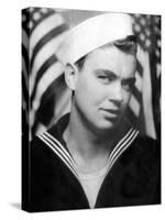 Photo Booth Portrait of Wwii Sailor, Ca. 1943-null-Stretched Canvas
