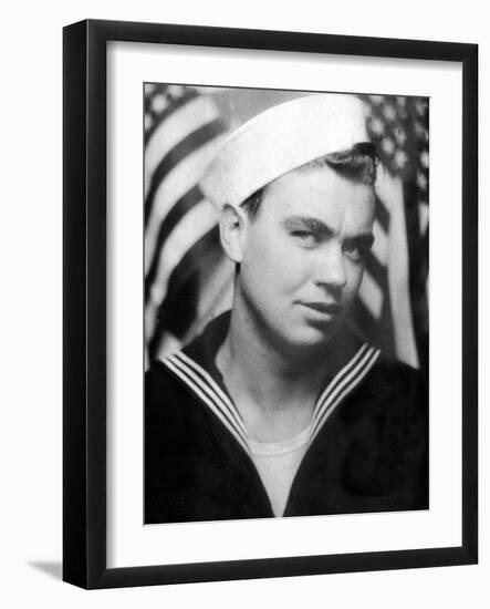 Photo Booth Portrait of Wwii Sailor, Ca. 1943-null-Framed Photographic Print