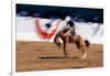 Photo impression of bronco rider at a rodeo, Santa Barbara, California-null-Framed Photographic Print