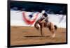 Photo impression of bronco rider at a rodeo, Santa Barbara, California-null-Framed Photographic Print