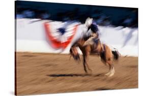 Photo impression of bronco rider at a rodeo, Santa Barbara, California-null-Stretched Canvas