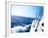 Photo of a 43 Foot Sailboat in Action, Speeding at Open Blue Sea, Parts of a Luxury Yacht Boat, Ext-Anna Omelchenko-Framed Photographic Print