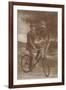 Photo of Man on Bicycle with Flowers-null-Framed Art Print