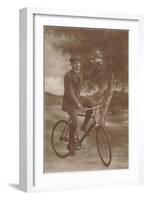 Photo of Man on Bicycle with Flowers-null-Framed Art Print