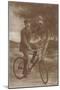 Photo of Man on Bicycle with Flowers-null-Mounted Art Print
