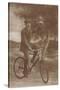 Photo of Man on Bicycle with Flowers-null-Stretched Canvas