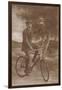 Photo of Man on Bicycle with Flowers-null-Framed Art Print