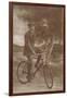 Photo of Man on Bicycle with Flowers-null-Framed Art Print