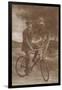 Photo of Man on Bicycle with Flowers-null-Framed Art Print