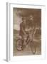 Photo of Man on Bicycle with Flowers-null-Framed Art Print