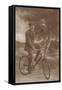 Photo of Man on Bicycle with Flowers-null-Framed Stretched Canvas