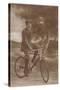 Photo of Man on Bicycle with Flowers-null-Stretched Canvas