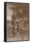 Photo of Man on Bicycle with Flowers-null-Framed Stretched Canvas