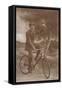 Photo of Man on Bicycle with Flowers-null-Framed Stretched Canvas