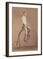 Photo of Man on Vintage Bicycle-null-Framed Art Print