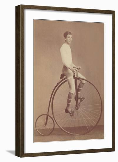 Photo of Man on Vintage Bicycle-null-Framed Art Print