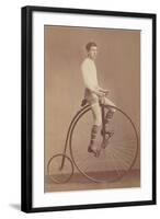 Photo of Man on Vintage Bicycle-null-Framed Art Print